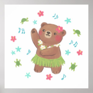Poster Urso de Teddy na Ilustração do Havaí