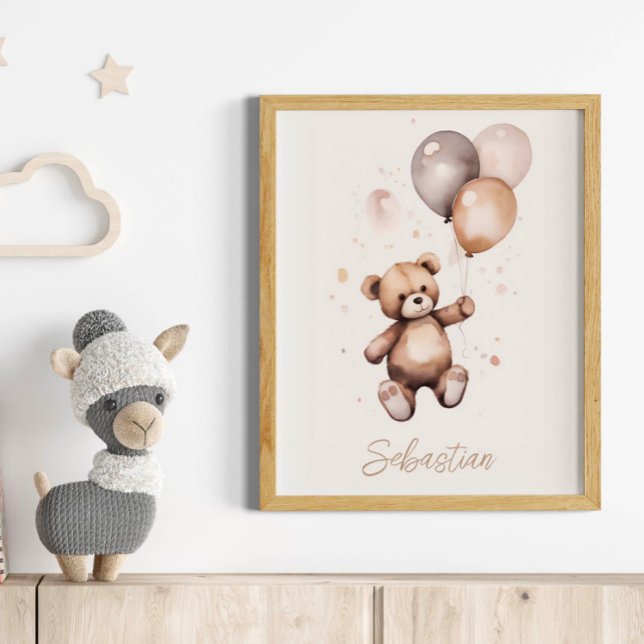Poster Urso de Teddy Personalizado com Enfermeiro de Balõ (Criador carregado)