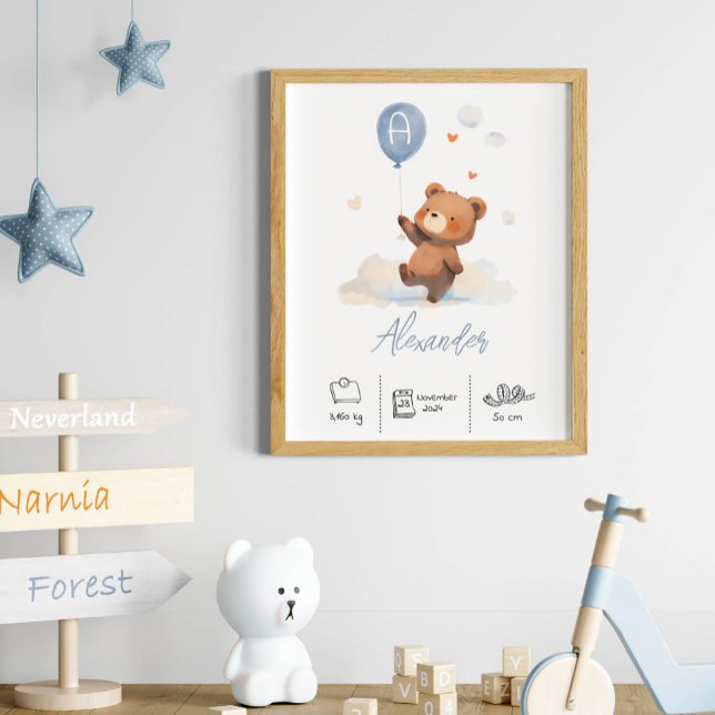Poster Urso de Teddy Personalizado com Enfermeiro de Balõ (Criador carregado)