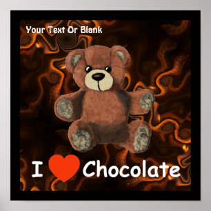 Poster Urso de ursinho bonito do chocolate do coração d