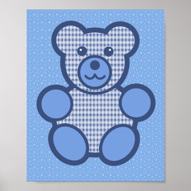 Poster Urso de Xadrez Azul (Frente)
