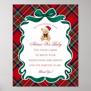 Poster Urso de Xadrez Vermelho de Natal: Dicas para Bebê