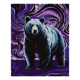 Póster Urso Design Poster de Parede Arte Puro Azul