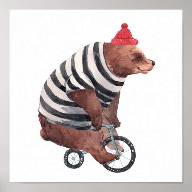 Poster Urso Divertido Bicicleta (Frente)