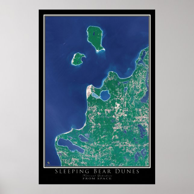 Poster Urso Dormente Dunas Nacionais de Lakeshore Satélit (Frente)