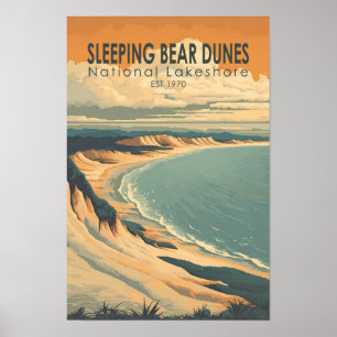 Poster Urso Dormindo Dunas de Lakeshore Viagem Art Nacion