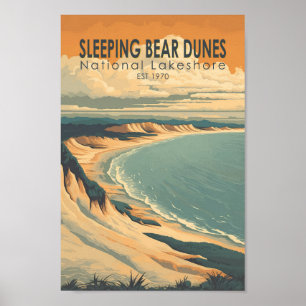 Poster Urso Dormindo Dunas de Lakeshore Viagem Art Nacion