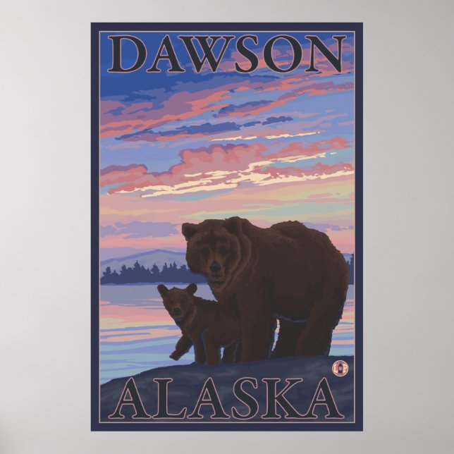 Póster Urso e Cub - Dawson, Alaska (Frente)