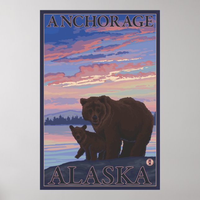 Póster Urso e Cubo - Anchorage, Alasca (Frente)