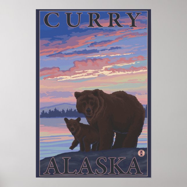 Póster Urso e Cubo - Curry, Alasca (Frente)