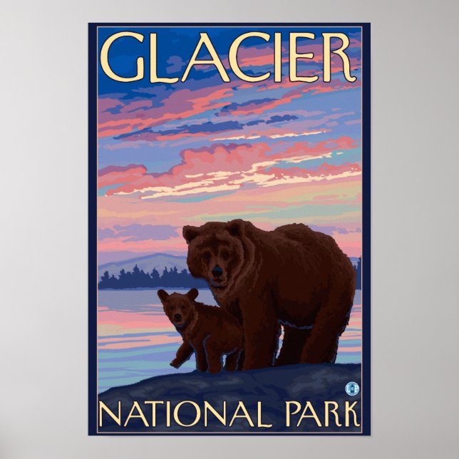 Poster Urso e Cubo - Parque Nacional da Geleira, MT (Frente)