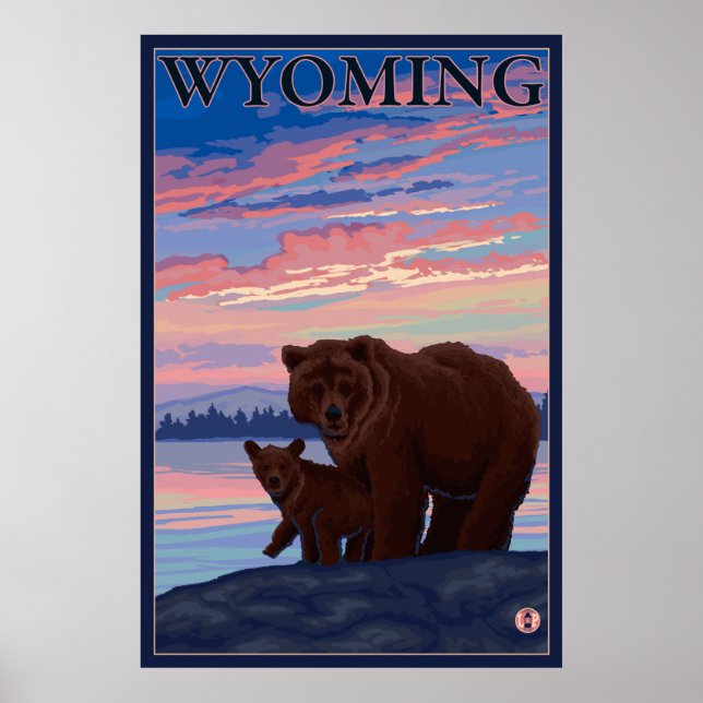 Poster Urso e Cubo - Wyoming (Frente)