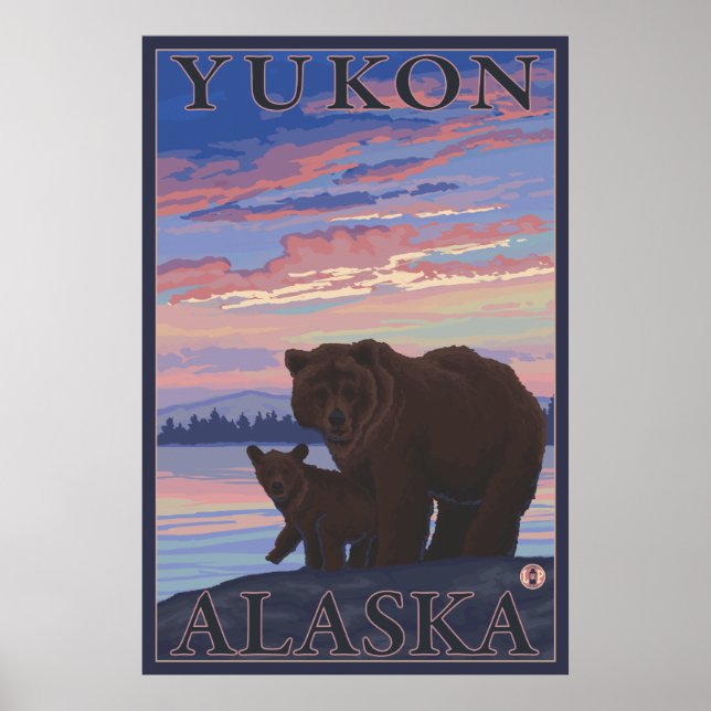 Poster Urso e Filhote - Yukon, Alasca (Frente)