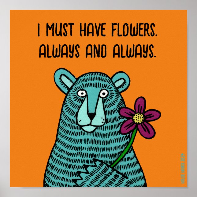 Poster Urso e Flor (Frente)