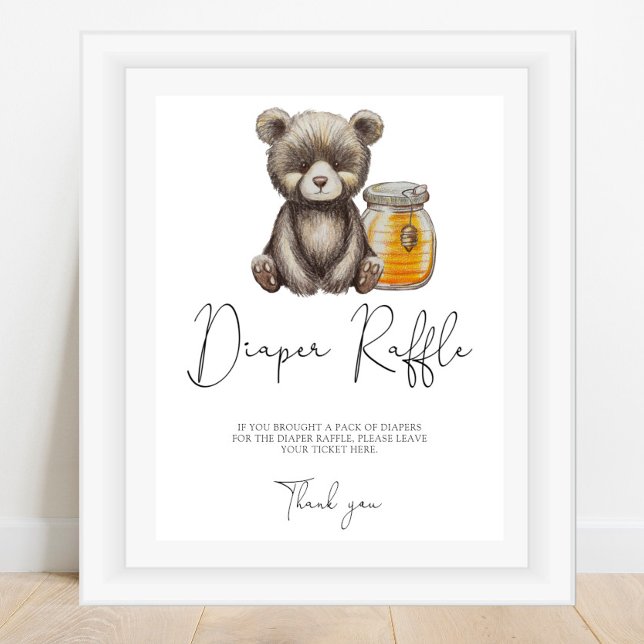 Poster Urso e pote de mel - sorteio de fraldas (Criador carregado)