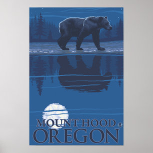 Poster Urso em Lua - Mount Hood, Oregon