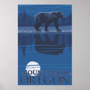Póster Urso em Lua - Mount Hood, Oregon
