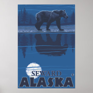 Póster Urso em Lua - Seward, Alasca