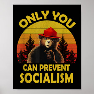 Poster Urso Engraçado Antigo Só Você Pode Prevenir o Soci
