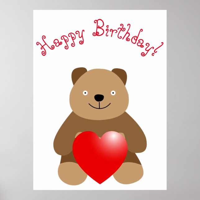 Poster Urso engraçado com coração (Frente)
