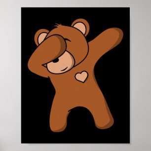 Poster Urso Engraçado Dançando Festa de Urso Bárbaro Danç