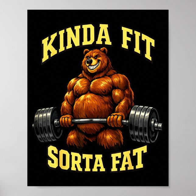 Poster Urso Engraçado de Academia_ Meio em Forma Meio Gor (Frente)
