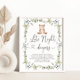 Poster Urso florestal fraldas noturnas tardias