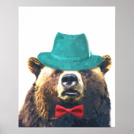 Póster Urso fofo e engraçado para quarto de crianças nurs