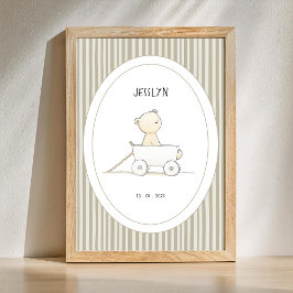 Poster Urso Fofo Personalizado no Cartaz de Nome e Data d