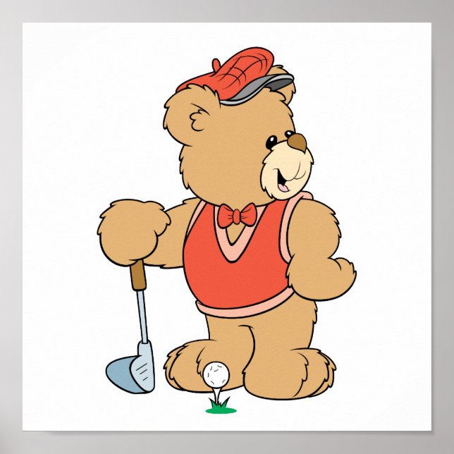Póster Urso Golfista Bonito (Frente)