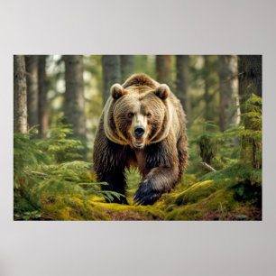 Poster Urso Grizzly Natureza Animal Maiestosa Selvagem