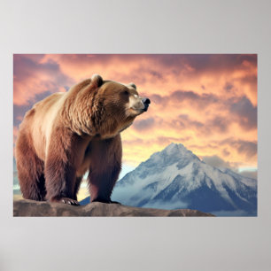 Poster Urso Grizzly Natureza Animal Maiestosa Selvagem