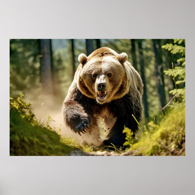 Poster Urso Grizzly Natureza Animal Maiestosa Selvagem (Frente)