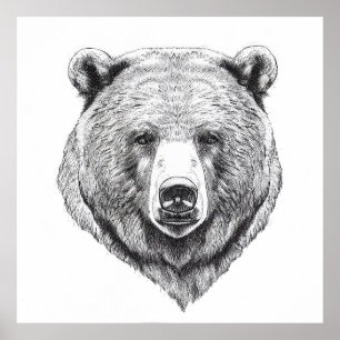 Poster Urso Grizzly Natureza Selvagem Arte Animal
