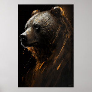 Poster Urso Grizzly Retrato Natureza Animal Arte Selvagem