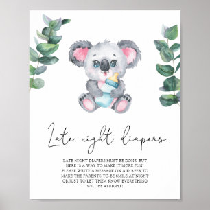 Poster Urso Koala - Jogo noturno das fraldas