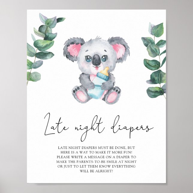 Poster Urso Koala - Jogo noturno das fraldas (Frente)
