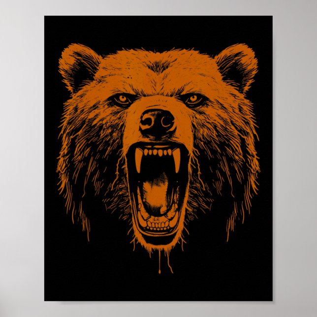 Poster Urso Laranja Bravo Urso Pardo Hiking Acampamento A (Frente)
