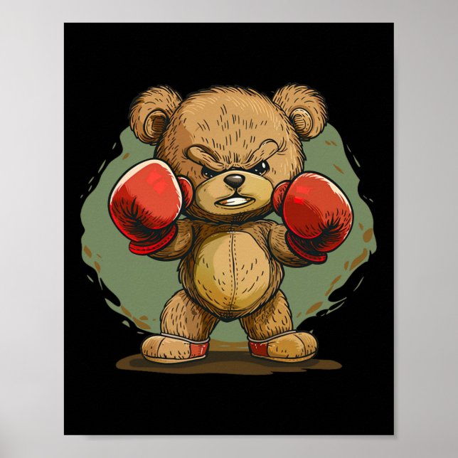 Poster Urso legal com roupa de luvas in a box (Frente)