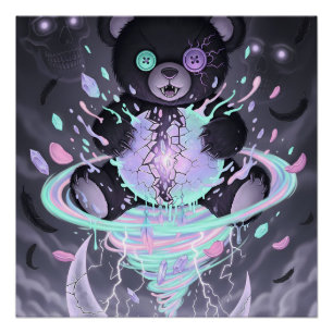 Póster Urso Místico Pastel Goth