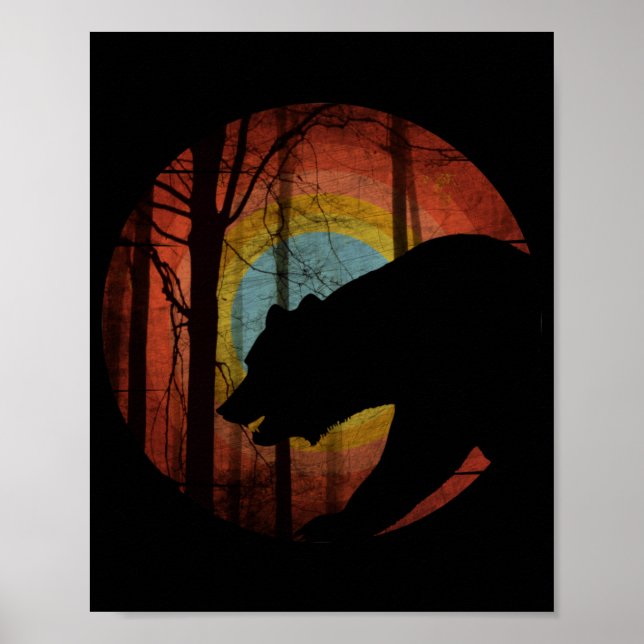 POSTER URSO NA VINTAGEM FLORESTAL DE MADEIRA (Frente)