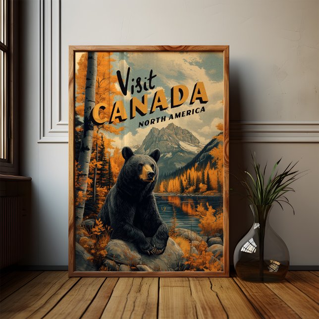 Poster Urso Negro do Canadá Viagem Vintage (Criador carregado)