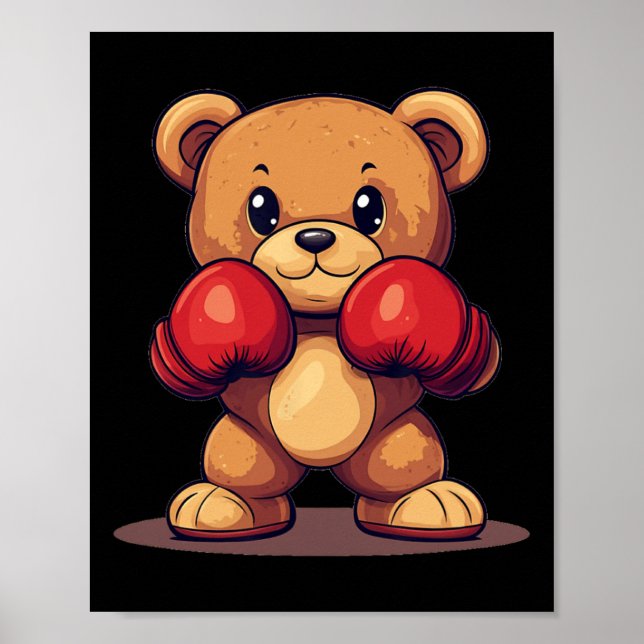 Poster Urso Nivelador Com Luvas De Boxin Para Um Olho Per (Frente)
