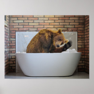 Poster Urso no banho de bolhas de Banheira