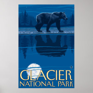 Poster Urso no luar - parque nacional de geleira, TA