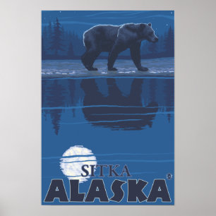 Póster Urso no luar - Sitka, Alaska