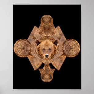 Poster Urso no ornamento sagrado da geometria