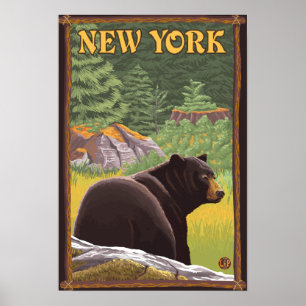 Póster Urso novo de YorkBlack na floresta