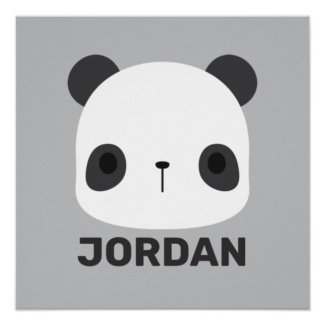 Póster Urso Panda Bonito com Nome Personalizado (Frente)