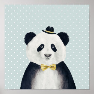 Poster Urso Panda de Aquarela